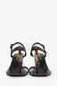 Saint Laurent Brown Calfskin Cassandra Monogram Sandals Size 38