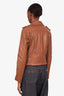 Maje Brown Biker Cropped Jacket Size 38