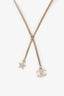 Pre-loved Chanel™ Champagne Gold-Toned Crystal CC Star Necklace
