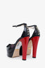 Gucci Black Patent Leather Colourblock Pattern Mules Size 38.5