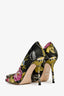 Gucci Black/Multi Floral Embroidered Dionysus Heels Size 37.5