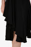 Alexander McQueen Black Silk Ruffle Sleeveless Midi Dress Size 44
