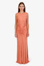 Elie Saab Coral Ruched Open Back Maxi Dress Size 42