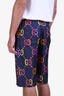 Gucci Blue/Multicolour Nylon GG Shorts Size 44 Mens