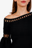 Simkahi Black Nylon Half Sleeve Open Cut Midi Dress Size XS