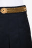 Thom Browne Black Wool Clock Embroidered Pleated Mini Skirt Size 38