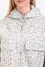 Stella McCartney Light Grey Leopard Pattern Pleated Hem Hooded Jacket Size 42