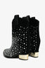 Giuseppe Zanotti Black Suede Crystal Toe Cap Ankle Boots Size 38