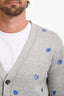 Ader Error Grey/Blue Logo Embroidered Cardigan Size A2