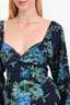 Faithfull The Brand Blue Floral Print Long Sleeve Mini Dress Size 6