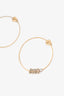 Christian Dior Gold Toned Crystal Logo Hoop Earrings