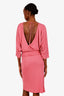 Pucci Pink Draped Belted Midi Dress Size 6