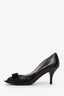 Salvatore Ferragamo Black Patent Leather Vara Bow Talia Open Toe Pumps Size 5.5