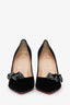 Christian Louboutin Black Velvet Crystal Bow 100mm Heels Size 37