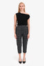 Brunello Cucinelli Grey Wool Beaded Check Trousers Size 6