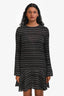 Theory Black/White Sheer Patterned Long Sleeve 'Marah' Mini Dress Size 00