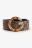 Gucci Brown Canvas Bamboo GG Logo Belt Size 85/34
