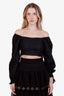 Faithful The Brand Black Linen Long Sleeve Crop Top Size 4