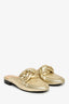 Pre-loved Chanel™ Metallic Gold Leather Padded Chainlock CC Loafers Size 37.5