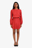 Maje Red Satin Long Sleeve Mini Dress Size 34