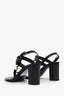 Saint Laurent Black Leather Cassandra Block Heel Sandals Size 37.5