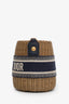 Christian Dior Tan/Navy Blue Canvas Wicker Drawstring Bucket Bag