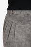 Brunello Cucinelli Grey Cotton Tweed Pleated Mini Skirt Size 2