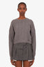 Maje Grey Wool-Blend Cable Knit Cropped Sweater Size 2