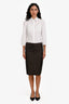 Gucci Tom Ford 1998 Runway Brown GG Supreme Midi Pencil Skirt Size 40