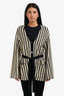 Max Mara Cream/Black Belted Striped Cardigan