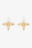 Louis Vuitton Gold Tone Faux Pearl 'Louisette' Stud Earrings