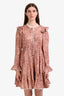 Zimmermann Pink/White Linen Paisley Button-Up LS Dress Size 3