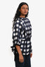 Mother of Pearl London Blue/White Cotton Silk Check Puff Sleeve Blouse Size 6