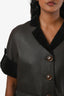 Moschino Cheap and Chic Brown Leather Shearling Button SS Jacket Est Size 6