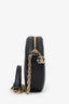 Gucci Black Leather Web Detail Ophidia Mini Round Crossbody Bag