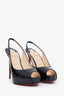 Christian Louboutin Black Patent Leather Peep Toe Slingback Heels Size 36.5