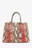 Sac cabas double Prada en python marron/rose avec bandoulière