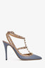 Valentino Blue/Mauve Leather Rockstud Cage Heels Size 39