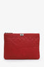 Pre-loved Chanel™ 2016 Red Caviar Leather Medium Boy Zip Pouch
