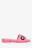 Pre-loved Chanel™ 2023 Pink Leather Logo Slides Size 37C