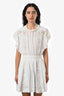 Isabel Marant Etoile White Cotton Lace High-Neck Short Sleeve Mini Dress Size 34