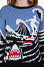 Thom Browne Blue Multicolour Cotton Knit Surf & Shark Intarsia Crewneck Sweater Size 1