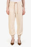 Loewe Cream Cotton Blend Terry Leather Trim Sweatpants Size XS