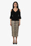 Alexander Wang Beige/Black Goatskin Python Print Pencil Midi Skirt Size 2