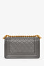 Pre-loved Chanel™ 2022+ Grey Caviar Leather Small Boy Bag GHW