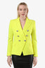 Balmain Yellow Double Breasted Blazer Size 38
