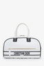 Christian Dior 2021 White Calfskin Medium Dior Vibe Zip Bowling Bag with Strap