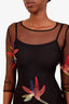 For Love & Lemons Black Floral Mesh Maxi Length Beach Cover Up Size XS