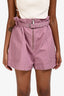 Isabel Marant Etoile Dusty Purple Cotton Linen High Rise Shorts Size 36