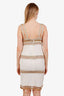 Pre-loved Chanel™ White/Gold Metallic Beaded Pearl Embellished Sleeveless Midi Dress Size 42